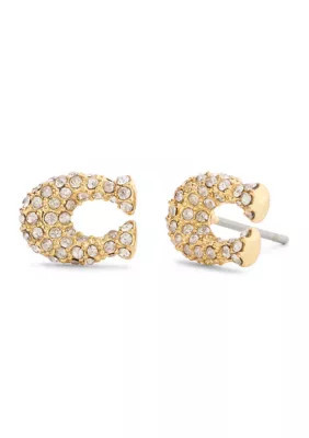 COACH PavÃ© Signature C Stud Earrings, Gold | Belk