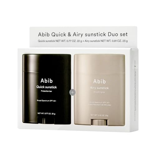 Abib Airy & Quick Sunstick DUO SPF50+ Broad Spectrum Semi-Matte & Quick Glowy Finish, No White Cast, Korean Sunscreen Stick for All Skin Types, 2 Count | Amazon (US)
