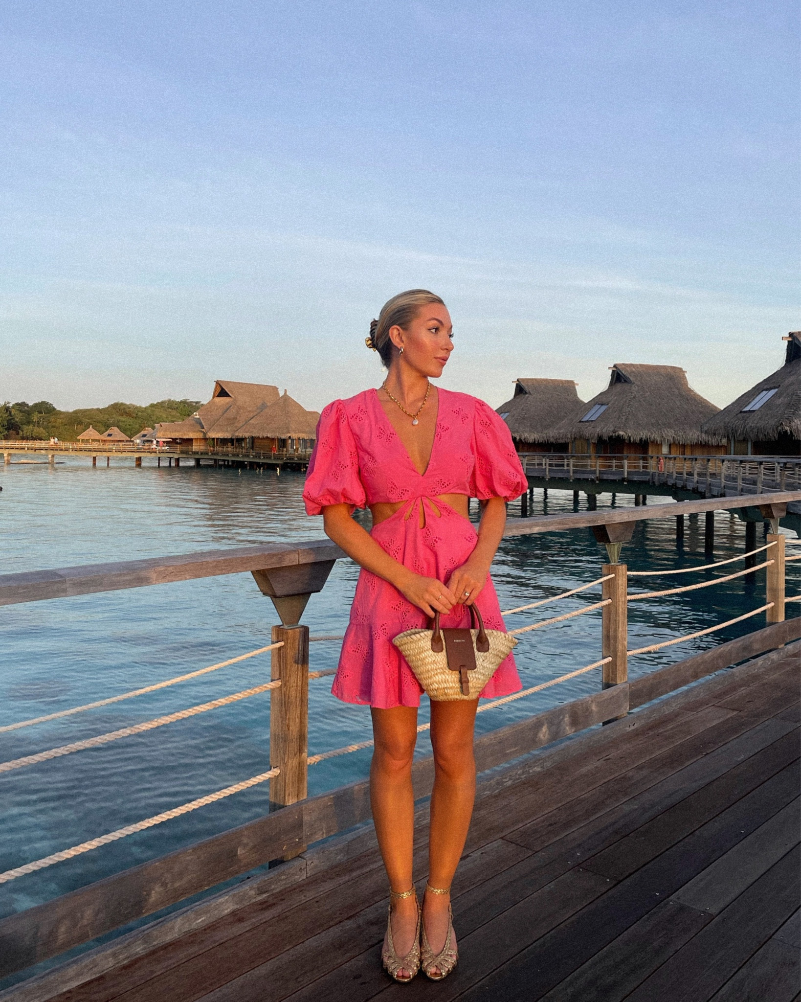 Barbie pink dress, yes please 💕 entire outfit I wore for dinner on my honeymoon in Bora bora including these fashionable sandals and chunky gold necklace ✨

#LTKeurope #LTKtravel #LTKSeasonal