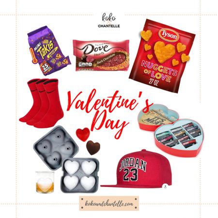 Valentine’s Day treats for the guys in your life
Box of jerky
Dove chocolate 
Takis 
Heart shaped whiskey cubes
Jordan youth hat
Heart chicken nuggets
Red Nike sockss

#LTKfindsunder50 #LTKkids #LTKSeasonal