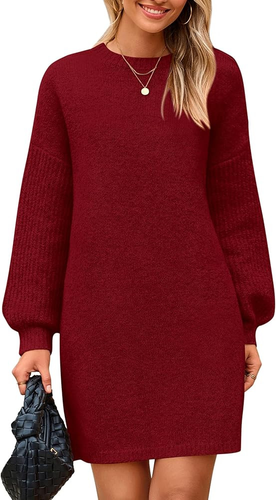 PRETTYGARDEN Women's Oversized Sweater Dress 2025 Fall Long Sleeve Crewneck Chunky Knit Slouchy W... | Amazon (US)