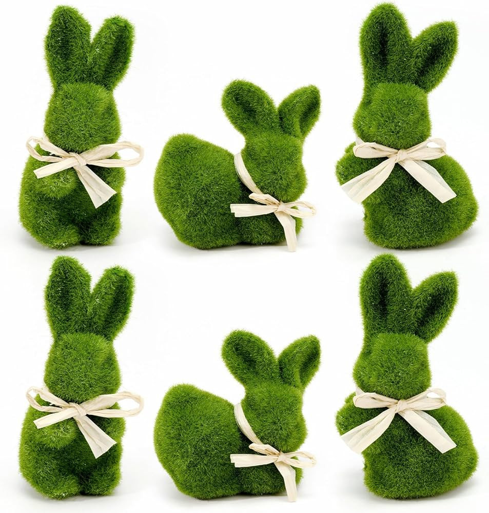 Nature Vibe 5 Inches Moss Easter Bunny Home Decor, Set of 6 Artificial Moss Rabbit for Easter Dec... | Amazon (US)