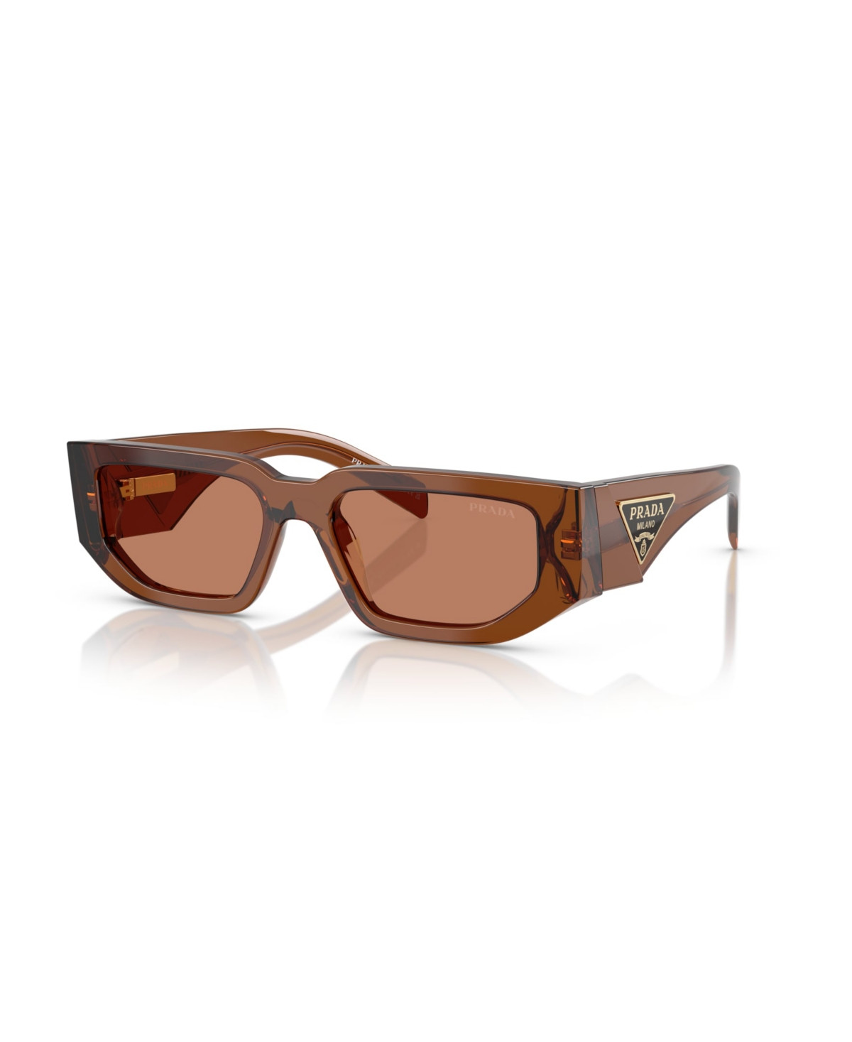 Prada Men's Rectangle Sunglasses, Pr 09ZS - Dark Brown Transparent | Macy's