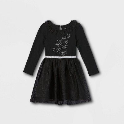 Toddler Girls' Glitter Bat Long Sleeve Tutu Dress - Cat & Jack™ Black | Target