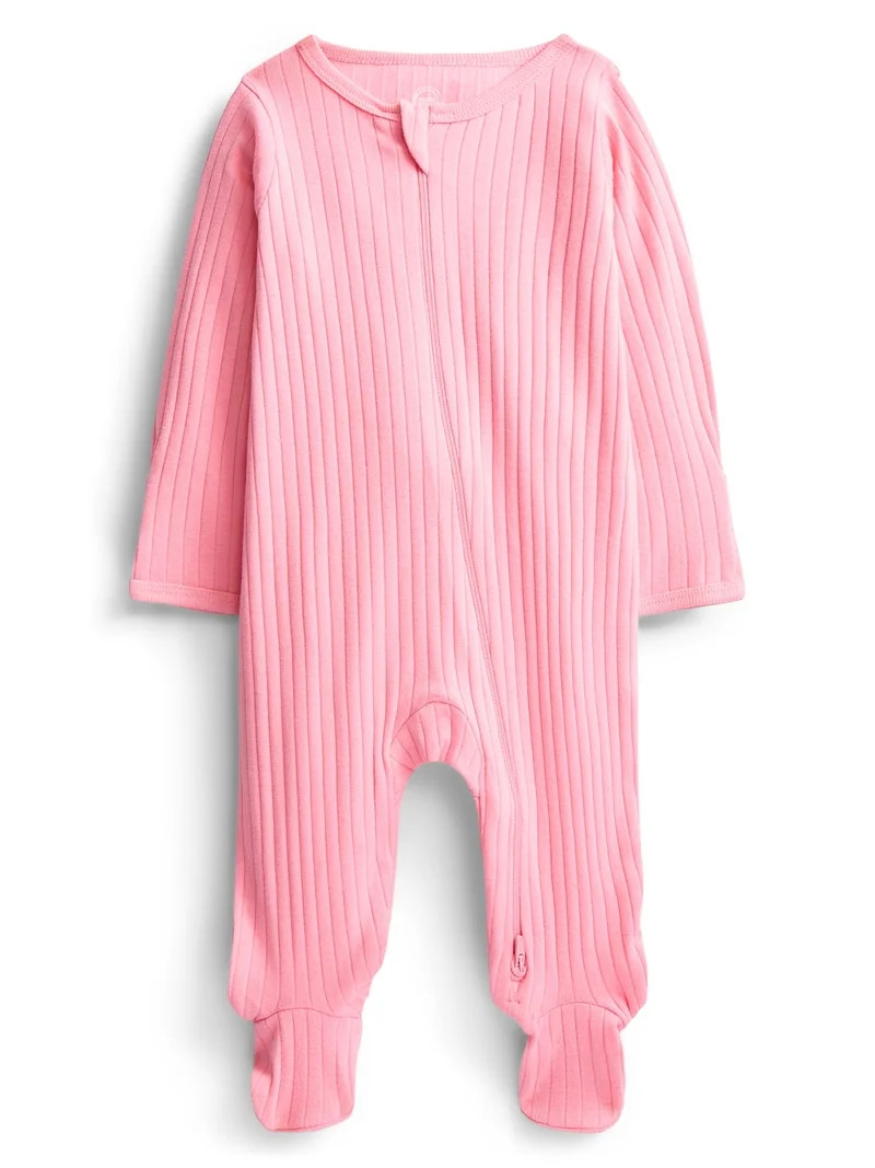 Wonder Nation Baby Boys or Girls Zip Front Footed Pajamas, Sizes Preemieie-6/9 Months | Walmart (US)