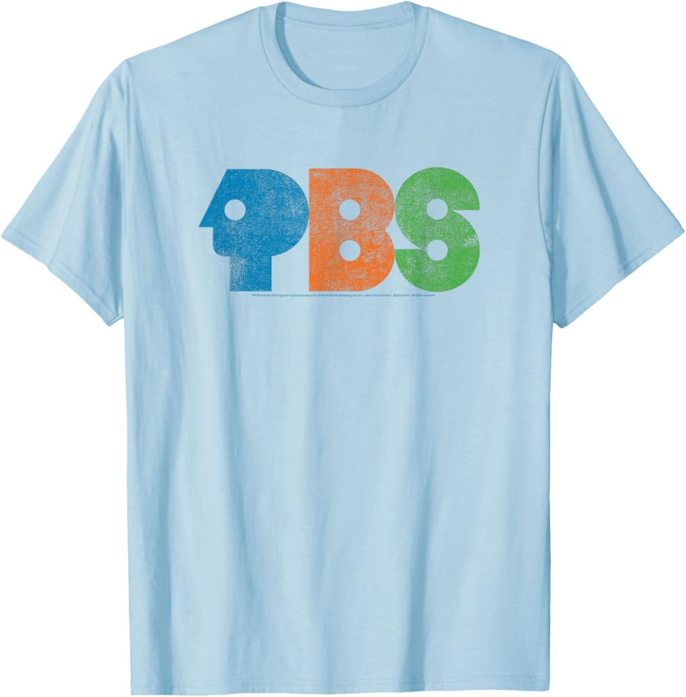 PBS Colorful Distressed Logo Public Broadcasting Service T-Shirt | Amazon (US)