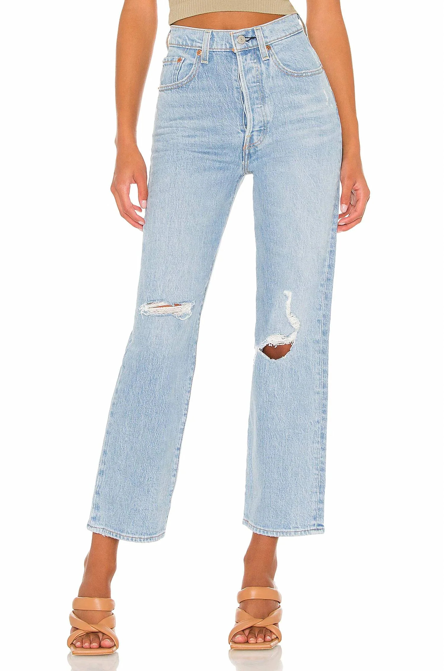 Women's Premium Ribcage Straight Ankle Jeans In Jazz Time | Shop Simon