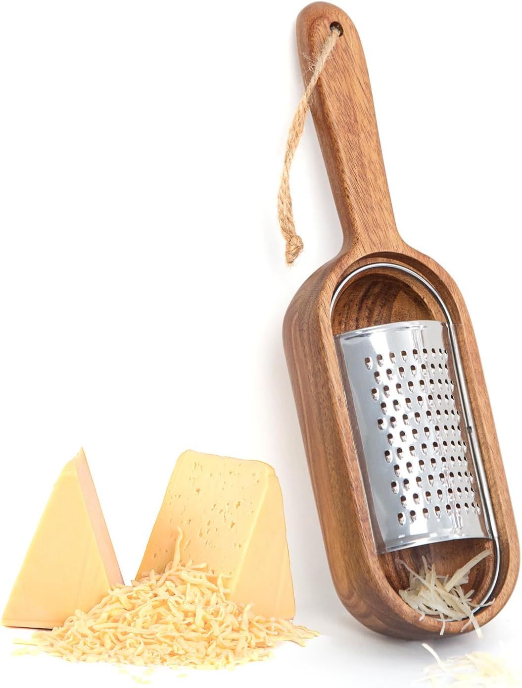 Wooden Cheese Grater with Handle,Rustic Brown Cheese Shredder with Storage Space,Handheld Kitchen... | Amazon (US)