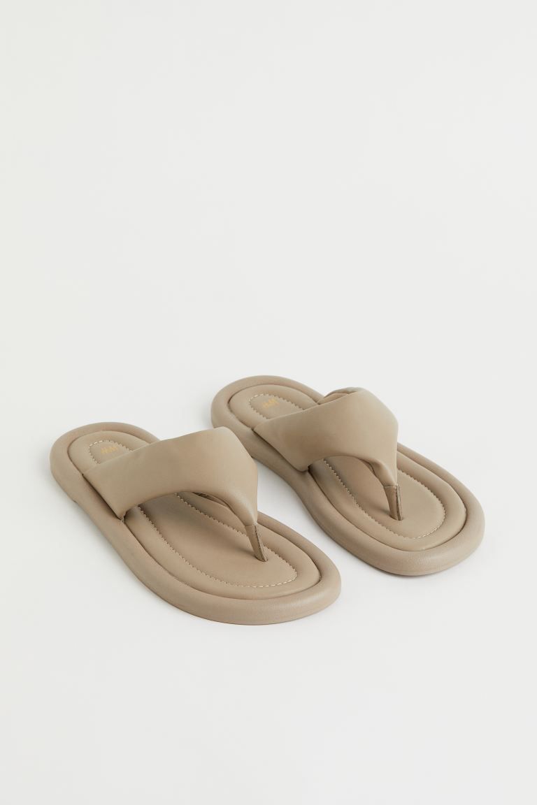 New ArrivalFlip-flops in faux leather with a narrow toe post and a wide, padded foot straps. Jers... | H&M (US + CA)