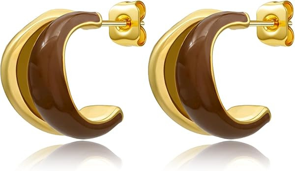 Cicy Bell Hoop Earrings for Women 18K Gold Plated Vintage Retro Jewelry | Amazon (US)