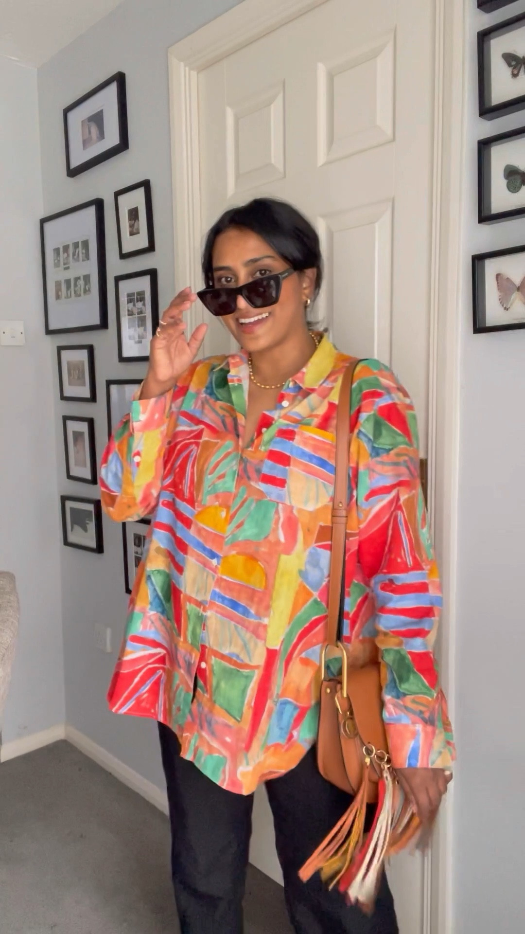 Fun shirt, print shirt, colour shirt, summer shirt, linen trousers, black trousers, taper trousers, linen black trousers, black sandals, block sandals, leather sanders, tassel bag, rainbow bag, cat eye sunglasses, black sunglasses, Chloé, Vestiaire Collective, H&M, Sezane,

#LTKeurope #LTKstyletip #LTKSeasonal