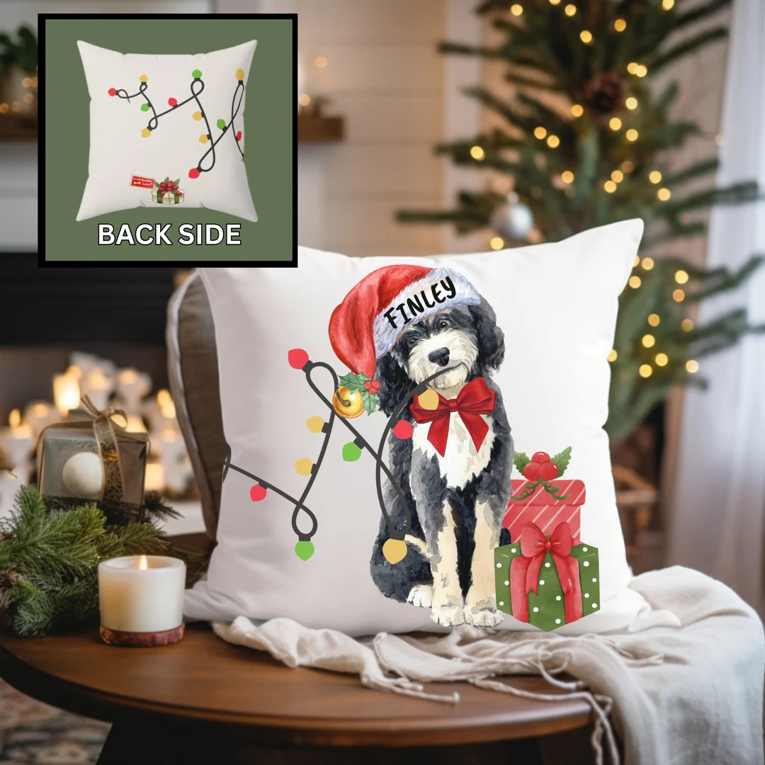 Personalized Bernedoodle Doodle Dog Christmas Pillow, Doodle Dog Mom/ Dad Gift - Custom Doodle Do... | Etsy (US)