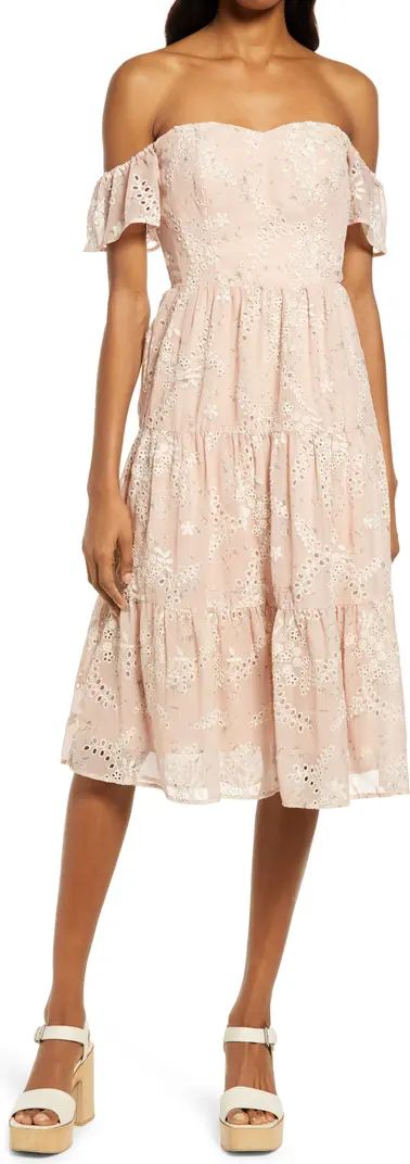 River Off the Shoulder Tiered Hem Dress | Nordstrom