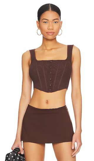 Knitted Corset Top in Chocolate Brown | Revolve Clothing (Global)
