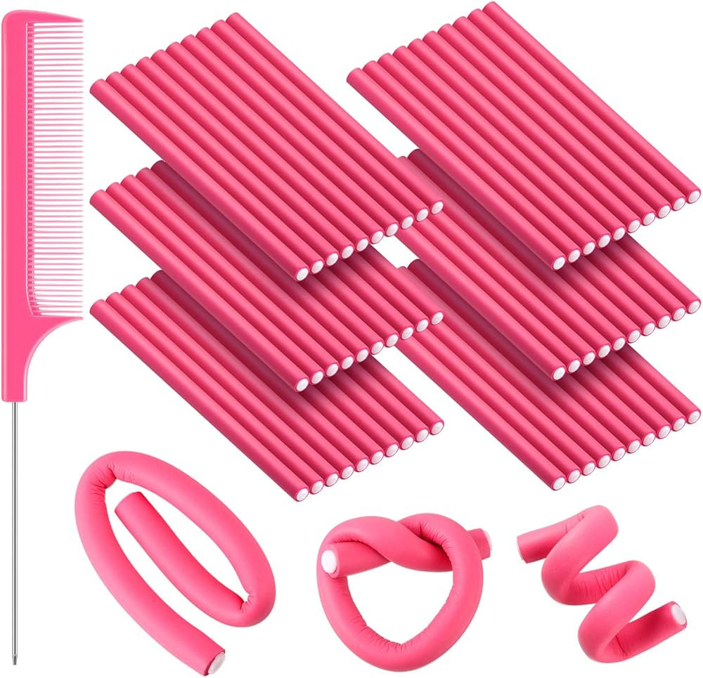 WILLBOND 60 Pieces Flexible Curling Rods Hair Curlers Rollers Twist Flexi No Heat Rods Rollers fo... | Amazon (US)
