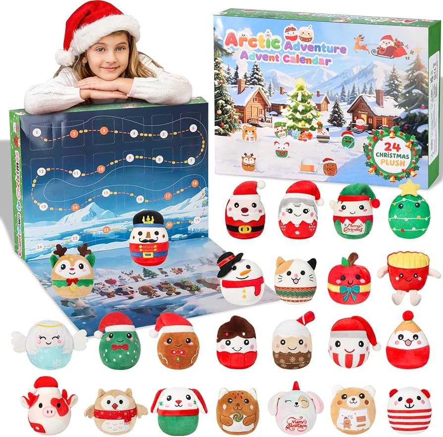 Advent Calendar 2025 Christmas Mini Plush Toys - 24 Days of Soft Squishy Collectible Plushies for... | Amazon (US)