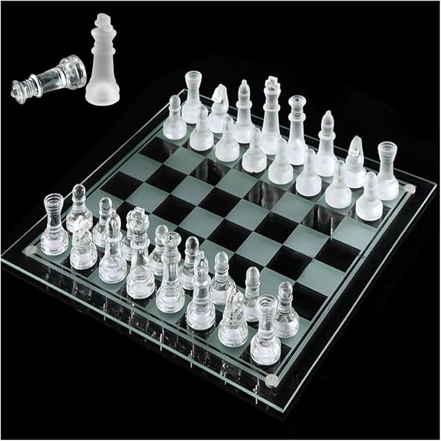 Glass Chess Set, Frosted and Clear Glass Chess Pieces and Chessboard, Elegant Crystal Chess Board... | Amazon (US)