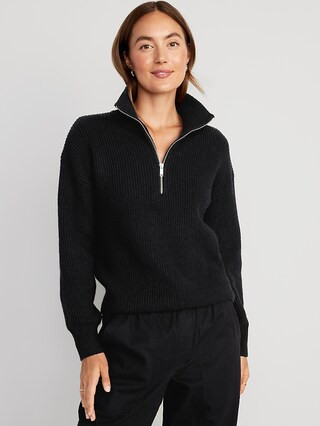 1/2-Zip Shaker-Stitch Pullover for Women | Old Navy (US)
