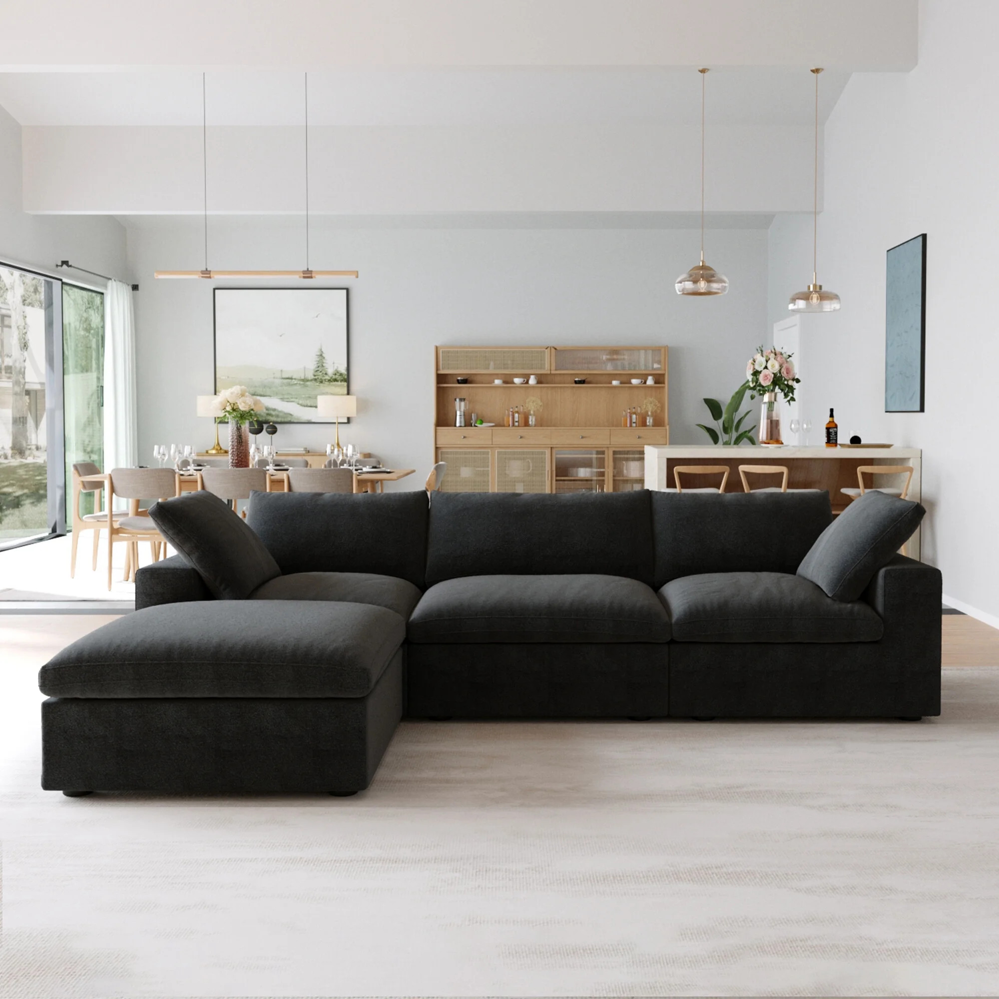 Sodrens Free Convertible Sectional Sofa Modular Couch,L-Shaped Modern Linen Fabric Sofa for Livin... | Walmart (CA)