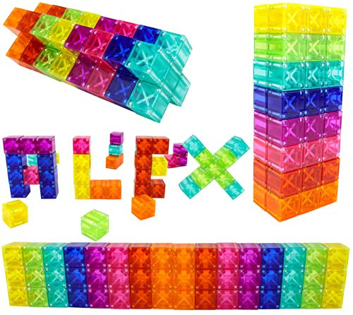BrainSpark 48PCS Digit Blocks Translucent Magnetic Building Blocks, Montessori Clear Magnet Cubes for Boys Girls Stacking Block Sets Ages 3-9 | Amazon (US)