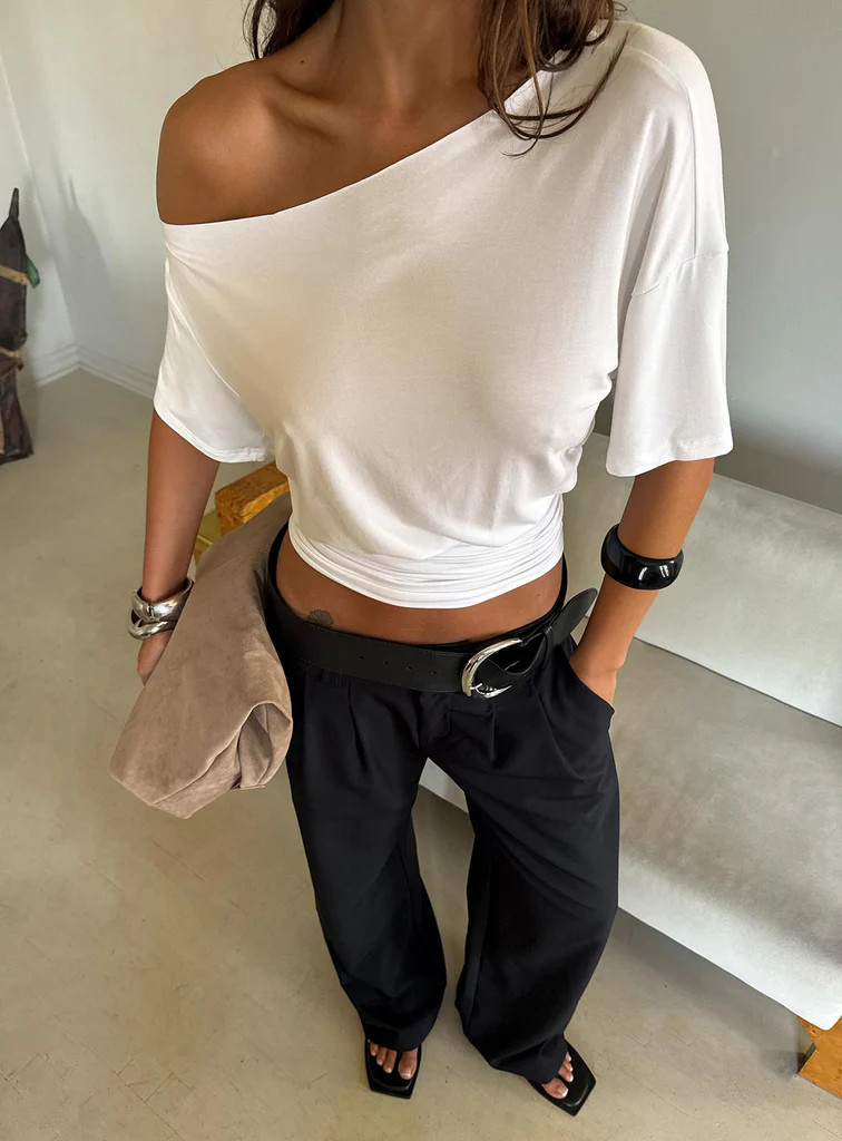 Ashlinn Off Shoulder Drapey Top White | Princess Polly US