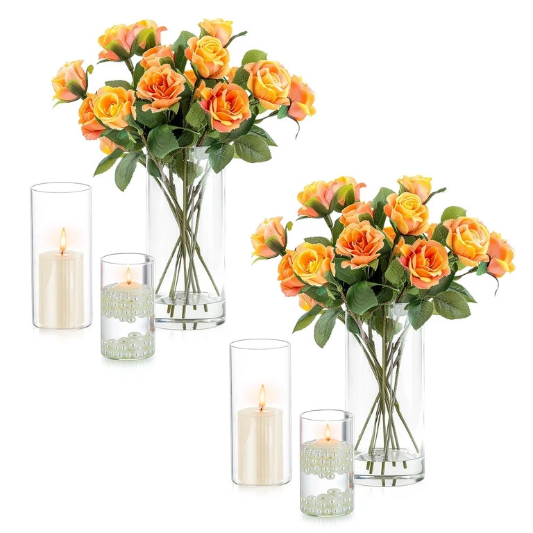 10 "+7.8"+6" Hurricane Candle Holder Set of 6 Tall Glass Cylinder Vase for Table Centerpiece Cand... | Walmart (US)