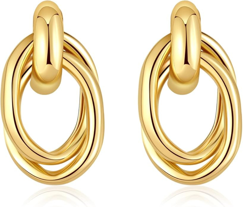 Gold/Silver Chunky Gold Earrings For Women Dainty Gold And Silver Plated Hypoallergenic And Light... | Amazon (US)