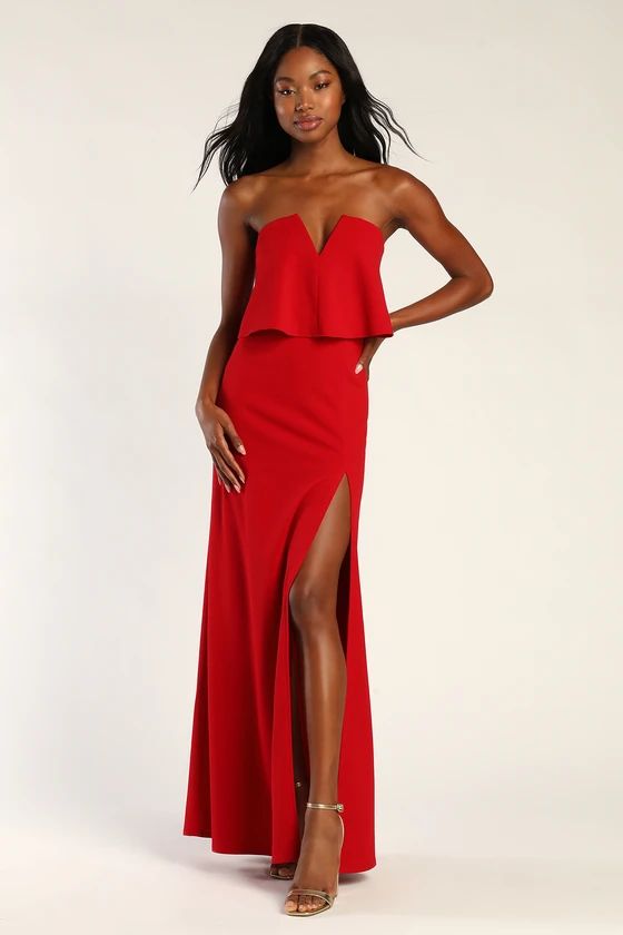 Especially Gorgeous Red Strapless Mermaid Maxi Dress | Lulus (US)