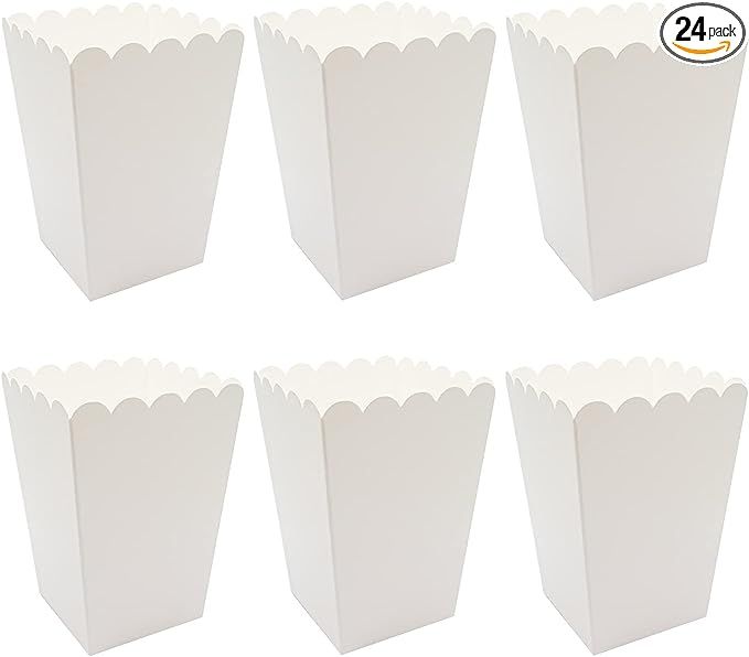24 Pack White Popcorn Boxes for Party (2.2 x 4.2 x 3 in) | Amazon (US)