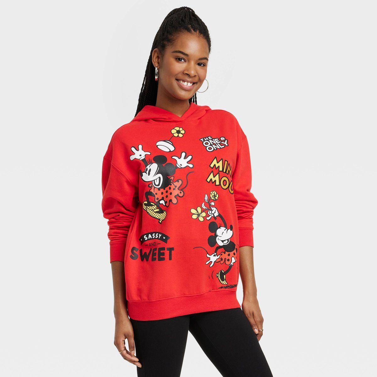 Women's Disney 100 Mickey Minnie Graphic Hoodie - Red | Target
