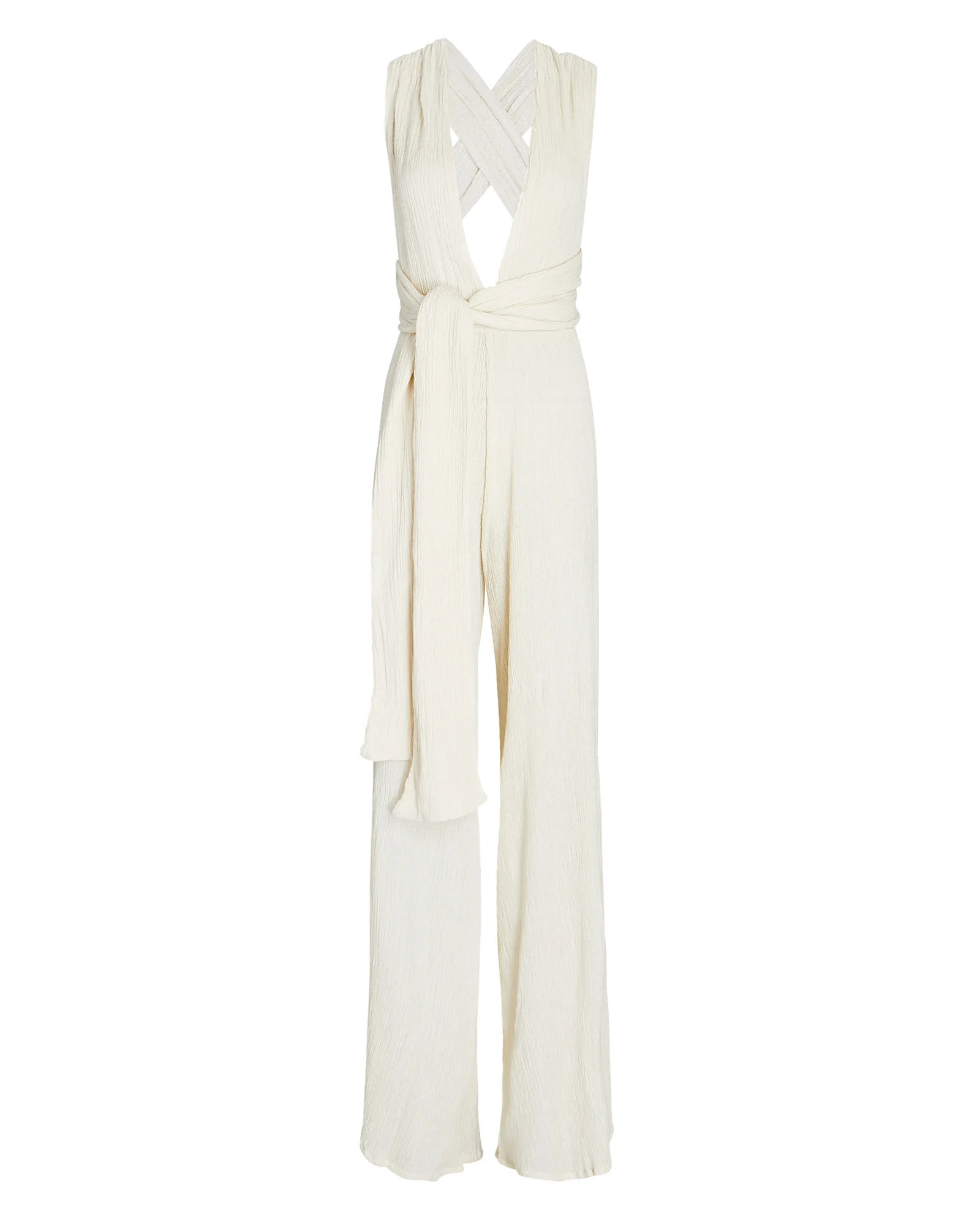 Savannah Morrow Arun Silk-Bamboo Gauze Jumpsuit, Ivory S | INTERMIX