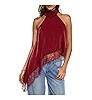 Milumia Women's Halter Neck Top Lace Asymmetrical Hem Going Out Tank Tops | Amazon (US)