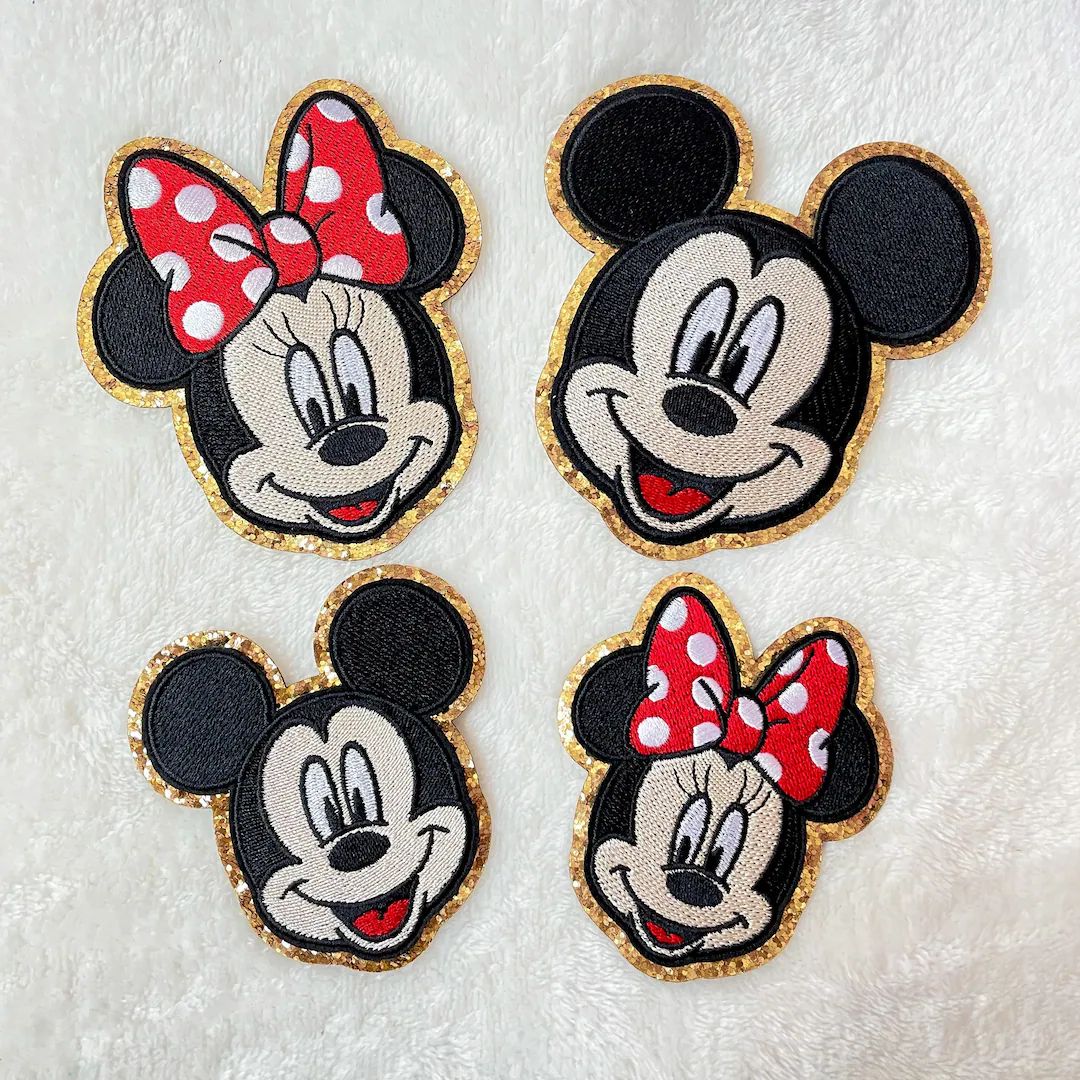 High Quality Gold Glitter Mickey Patch and Minnie Patch. - Etsy | Etsy (US)