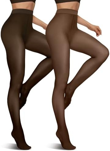 Vertvie 2 Pairs Fleece Lined Tights for Women Thermal Pantyhose Fake Translucent Winter Warm Tigh... | Amazon (US)
