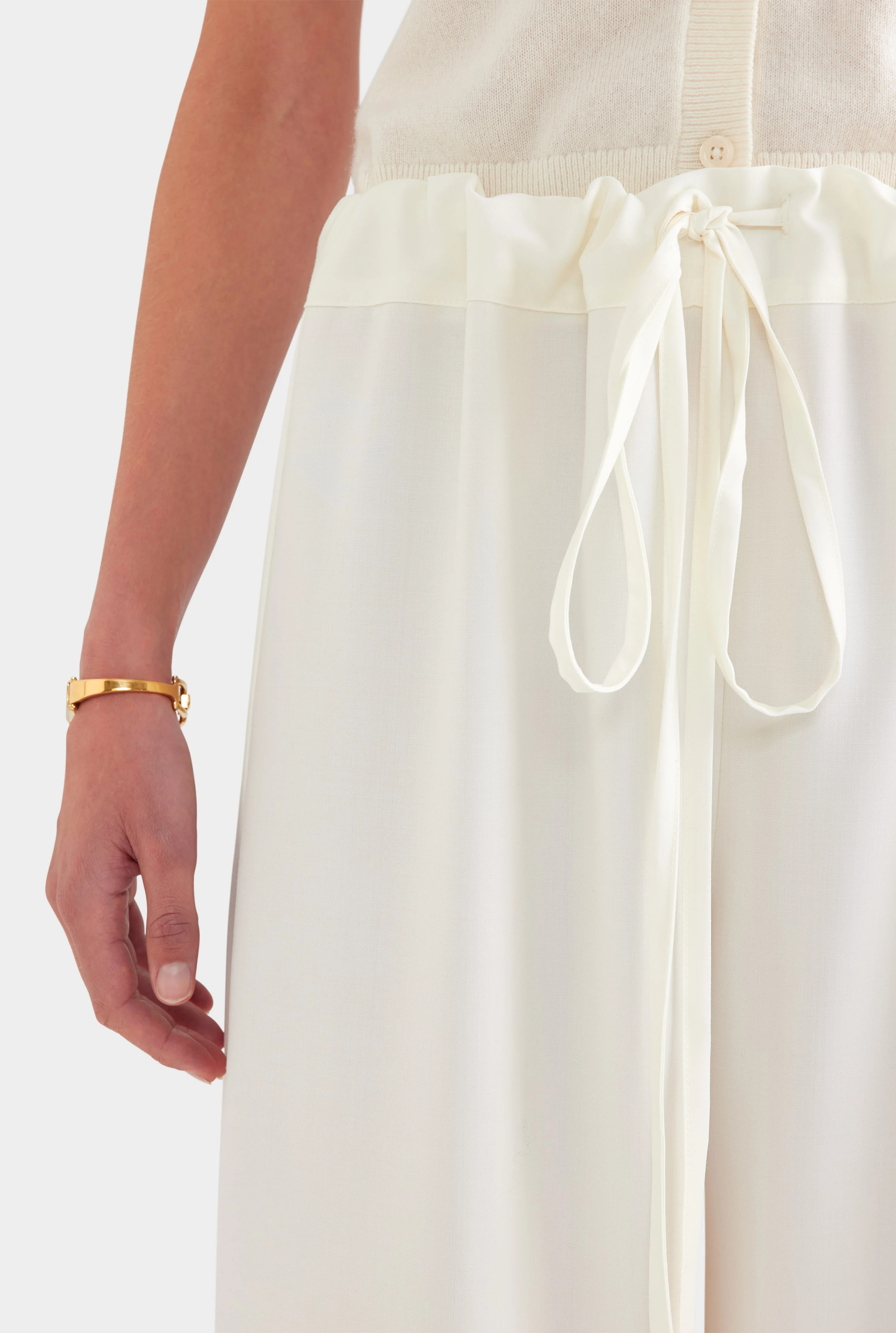 Womens Wool Paperbag Pant Cream | Venroy | Venroy AU