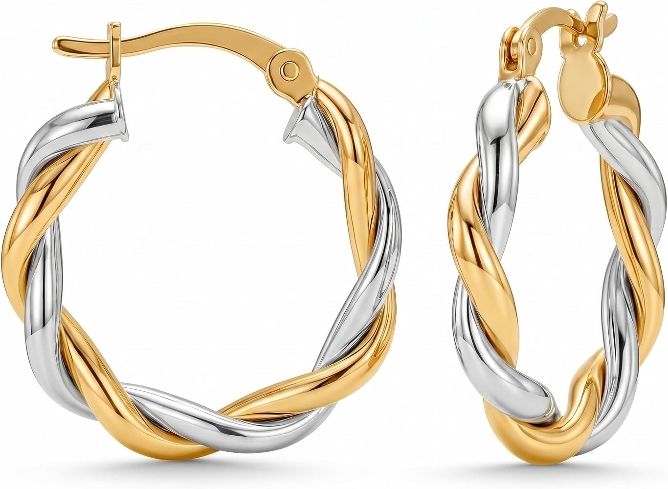 LeCalla Real 925 Sterling Silver Textured Two-Tone Three-Tone 14K Gold Plated Lightweight Italian... | Amazon (US)