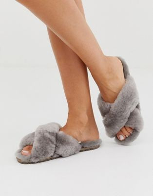 Just Sheepskin cross strap slippers | ASOS US