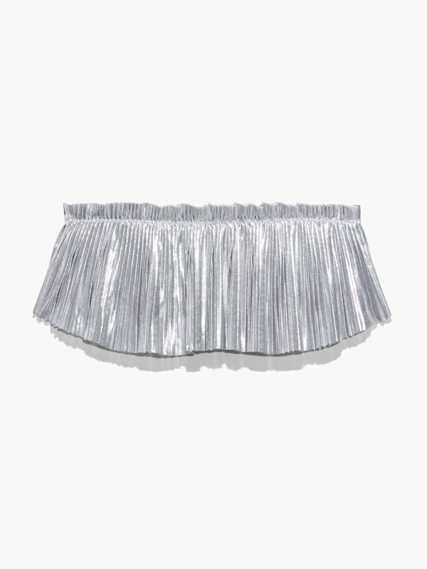 Pleated Lamé Bandeau Bralette in Grey & Silver | SAVAGE X FENTY | Savage x Fenty - North America