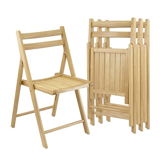 Winsome Wood Folding Chairs, Natural Finish, Set of 4 | Amazon (US)