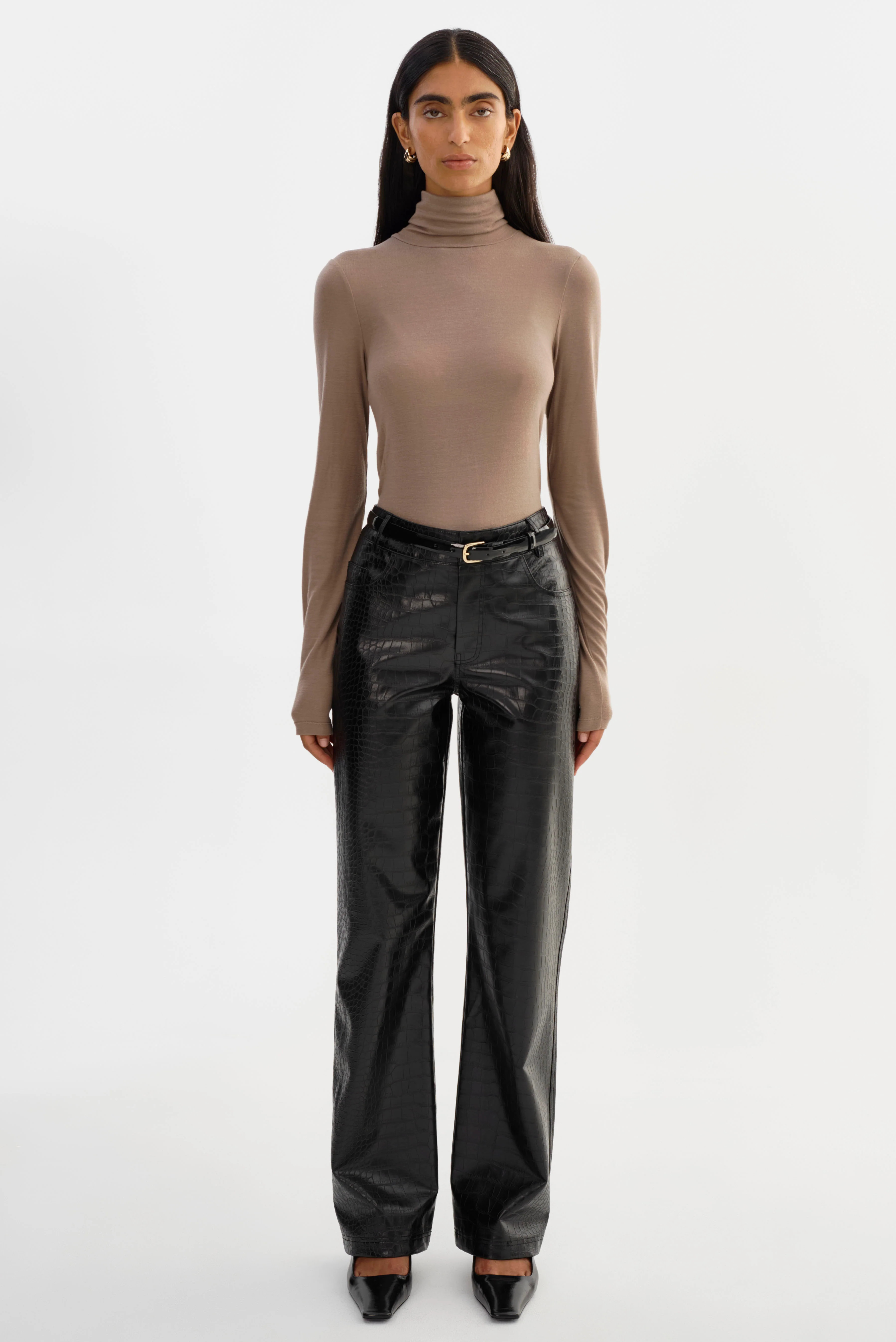 FREJA | Faux Leather Croco Pants | LAMARQUE
