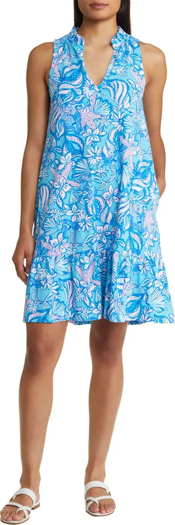 Malone Shell Print Sleeveless Cotton Shift Dress | Nordstrom