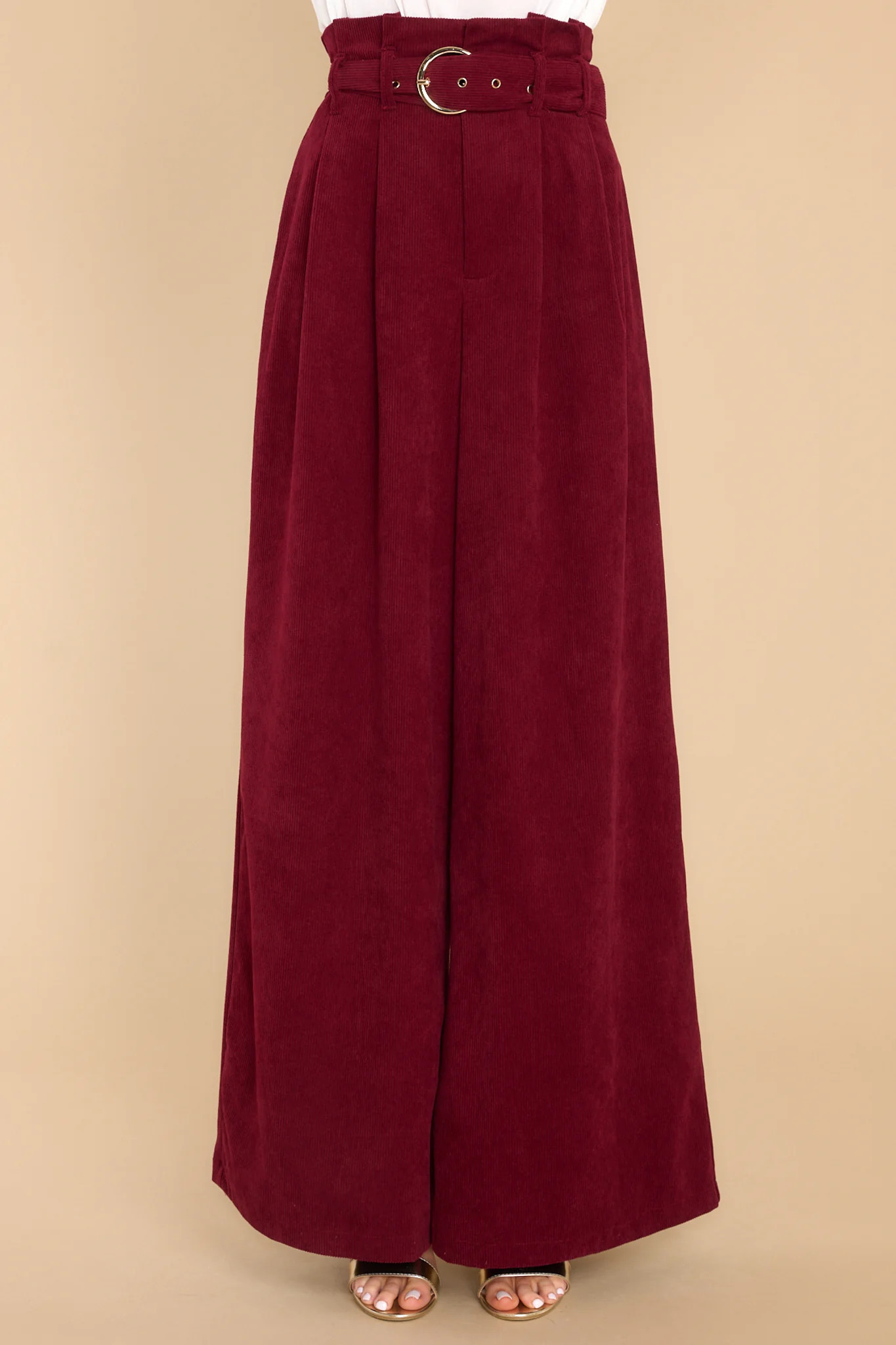 Keeping It Classy Burgundy Corduroy Pants | Red Dress 