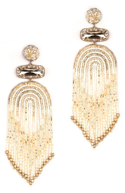 Deepa Gurnani Ishana Bead Chandelier Earrings in Ivory at Nordstrom | Nordstrom