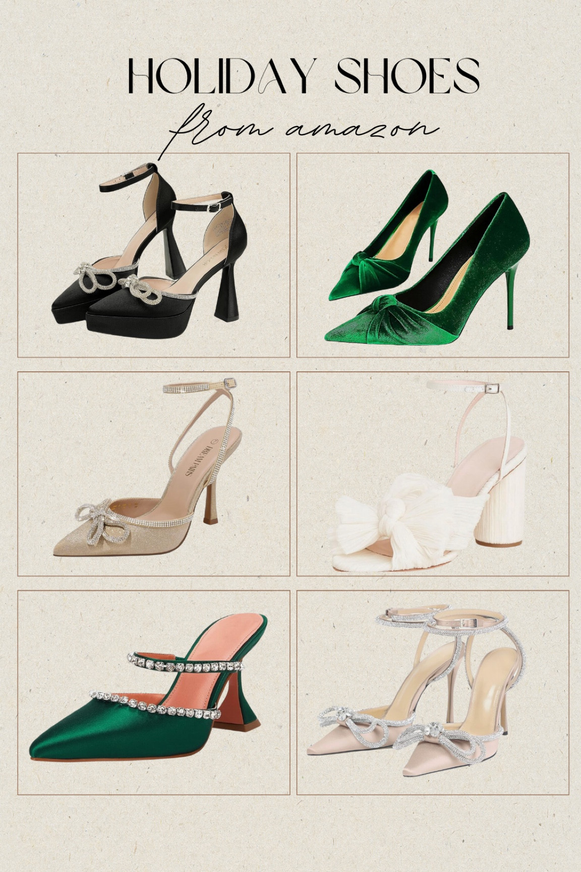 Holiday shoes, holiday heels, bow heels, sparkly heels, black heels, nude heels, sparkly shoes, Amazon shoes, Amazon heels

#LTKHoliday #LTKGiftGuide #LTKshoecrush
