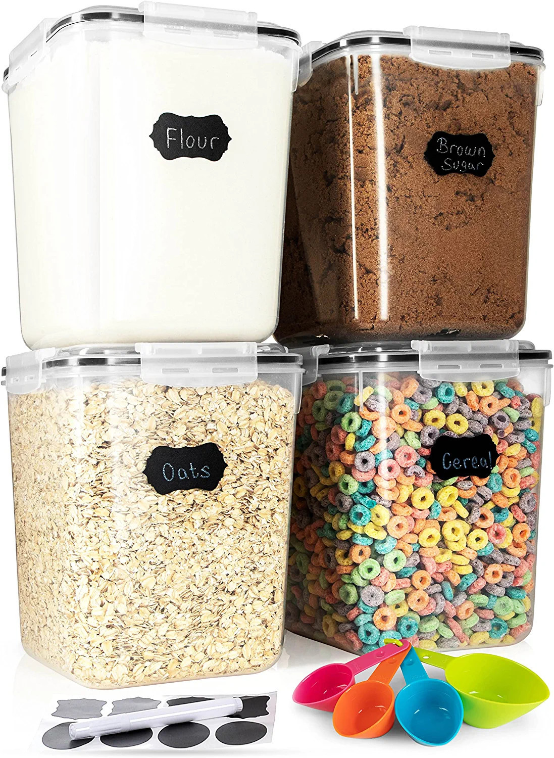 STOREGANIZE Flour And Sugar Containers Airtight (5.3L/4pk) Great Flour Sugar Canisters Sets For T... | Amazon (US)