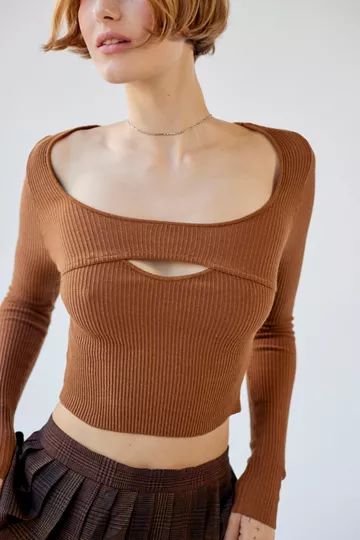 UO Rory Ribbed Cutout Sweater | Urban Outfitters (US and RoW)