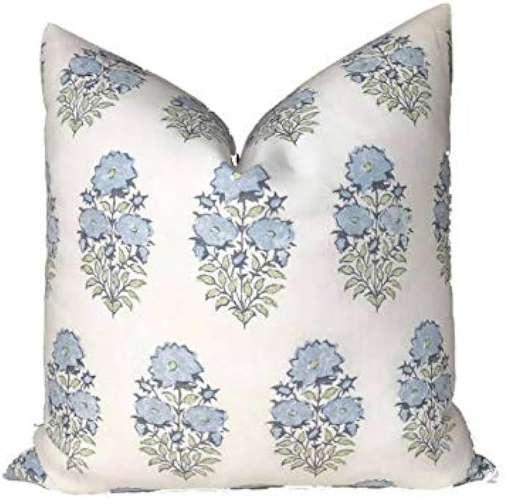 Lisa Fine Mughal Flower Pillow Cover in Monsoon Decorative Throw Pillow Accent Pillow Floral Pill... | Amazon (US)