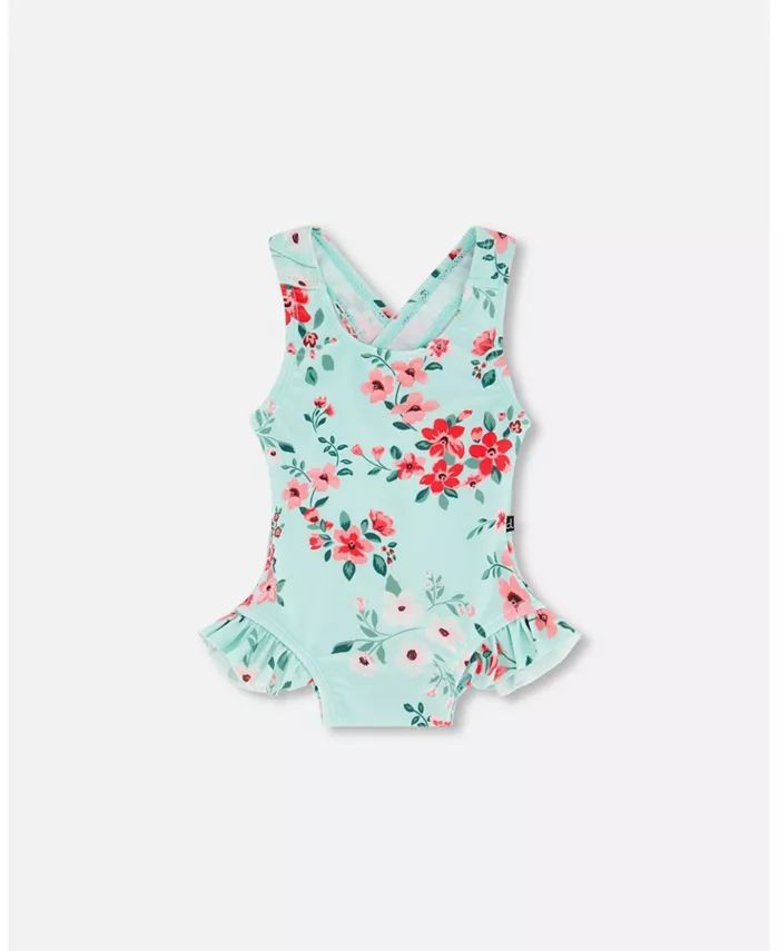 Baby Girl One Piece Swimsuit Light Blue Flower Print - Infant | Macy's