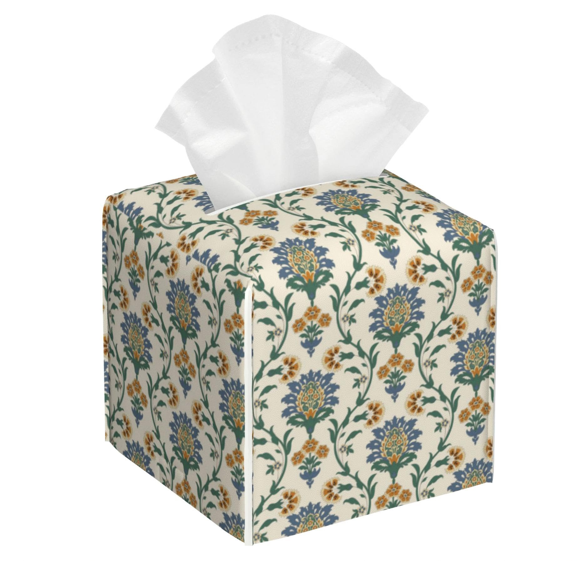 Turkish Motifs Tissue Box Cover Square,Tissue Box Holder with Belt Bottom,Stylish Leather Napkin ... | Amazon (US)