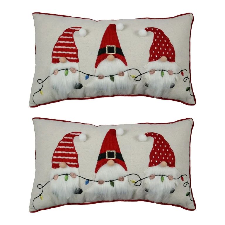 Holiday Time Gnomes Lumbar Christmas Decorative Pillows, 9x16inch, 2 Count Per Pack | Walmart (US)